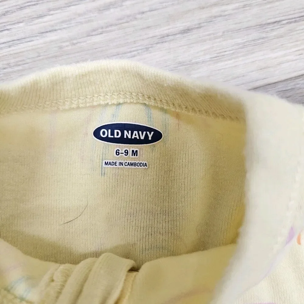 Old Navy Baby Girl Yellow Footie Pajamas Size 6-9 Months